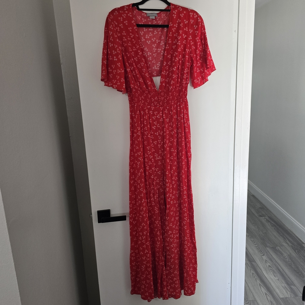Never Worn Red Floral Jumpsuit